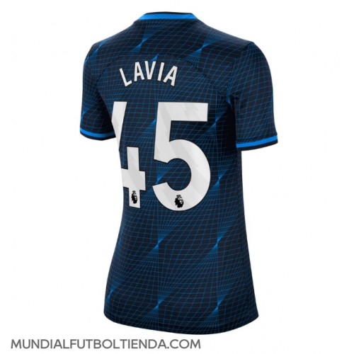 Camiseta Chelsea Romeo Lavia #45 Segunda Equipación Replica 2023-24 para mujer mangas cortas